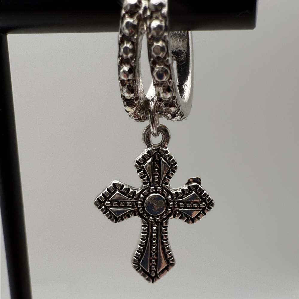 NWT Napier Silver and Blue Cross Dangle Earrings - Picture 4 of 6
